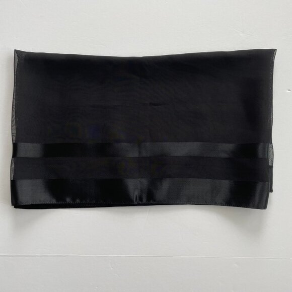 Black Evening Wrap Scarf with Satin Trim 70 x 20.75 EUC - Picture 5 of 5
